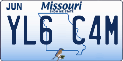 MO license plate YL6C4M