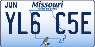 MO license plate YL6C5E