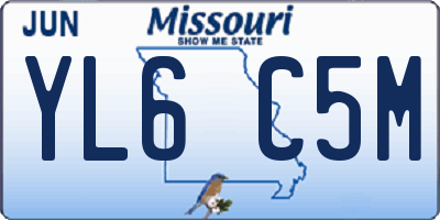 MO license plate YL6C5M