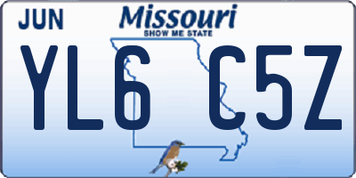 MO license plate YL6C5Z