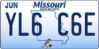 MO license plate YL6C6E