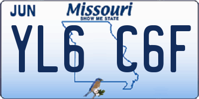 MO license plate YL6C6F