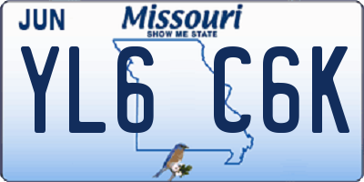 MO license plate YL6C6K
