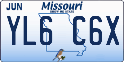 MO license plate YL6C6X