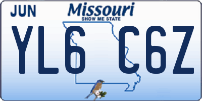 MO license plate YL6C6Z