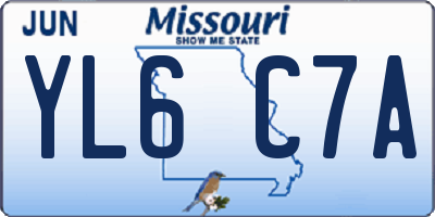 MO license plate YL6C7A