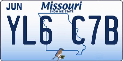 MO license plate YL6C7B