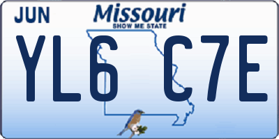MO license plate YL6C7E