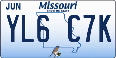 MO license plate YL6C7K