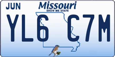 MO license plate YL6C7M