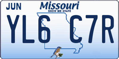 MO license plate YL6C7R
