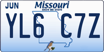 MO license plate YL6C7Z