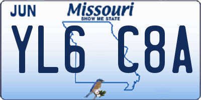 MO license plate YL6C8A