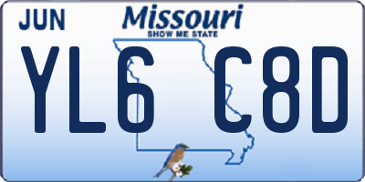 MO license plate YL6C8D