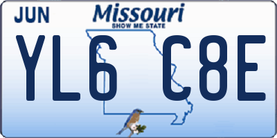 MO license plate YL6C8E