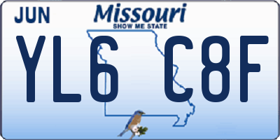 MO license plate YL6C8F