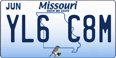 MO license plate YL6C8M