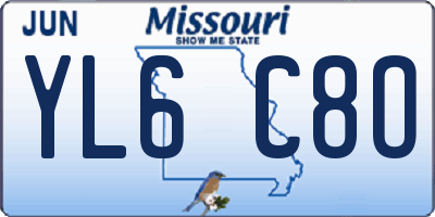 MO license plate YL6C8O