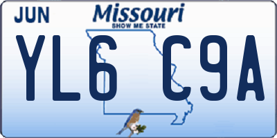 MO license plate YL6C9A