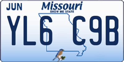 MO license plate YL6C9B
