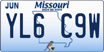 MO license plate YL6C9W