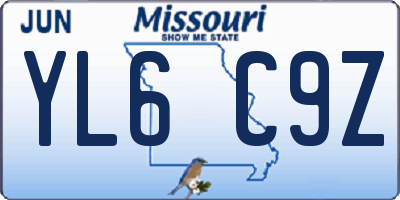 MO license plate YL6C9Z