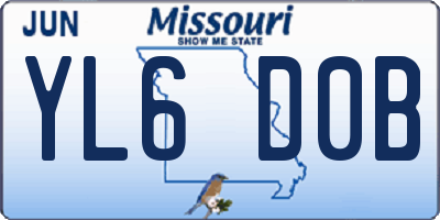 MO license plate YL6D0B
