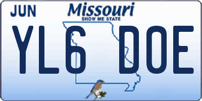 MO license plate YL6D0E