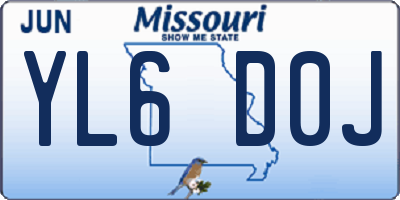 MO license plate YL6D0J