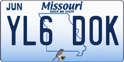 MO license plate YL6D0K