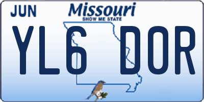 MO license plate YL6D0R