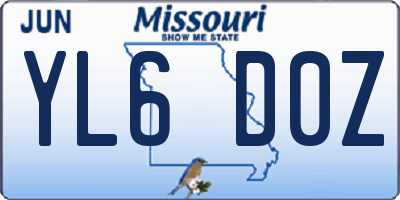 MO license plate YL6D0Z