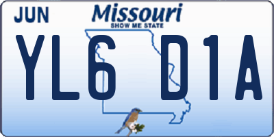 MO license plate YL6D1A