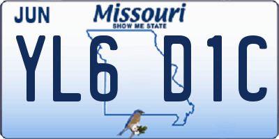 MO license plate YL6D1C