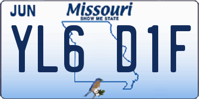 MO license plate YL6D1F