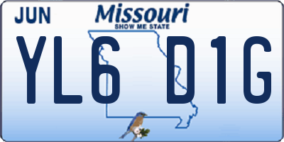 MO license plate YL6D1G