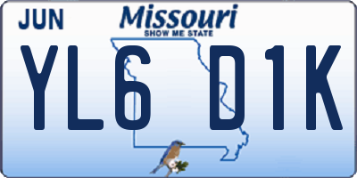 MO license plate YL6D1K