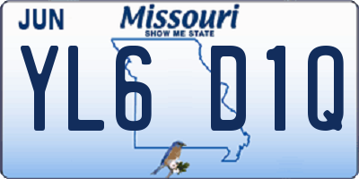 MO license plate YL6D1Q