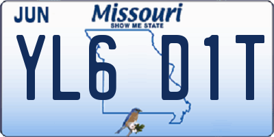 MO license plate YL6D1T