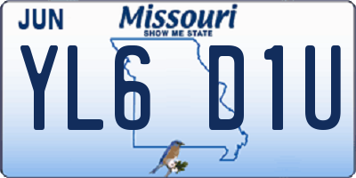 MO license plate YL6D1U