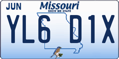 MO license plate YL6D1X