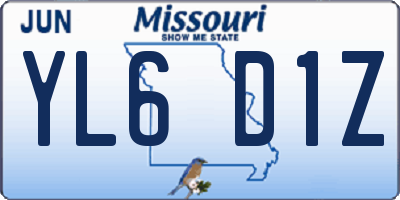 MO license plate YL6D1Z