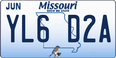MO license plate YL6D2A