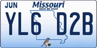 MO license plate YL6D2B