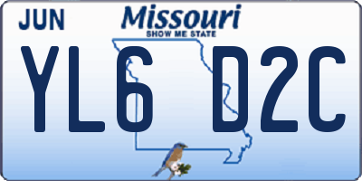 MO license plate YL6D2C