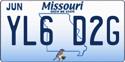 MO license plate YL6D2G