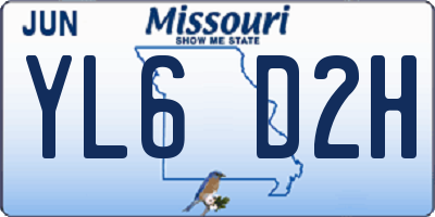 MO license plate YL6D2H