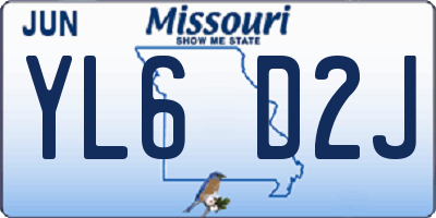 MO license plate YL6D2J