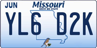 MO license plate YL6D2K
