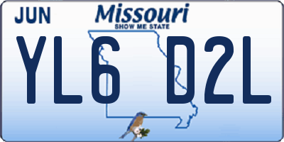 MO license plate YL6D2L
